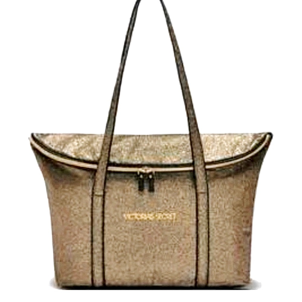Victoria’s Secret gold glitter tote bag